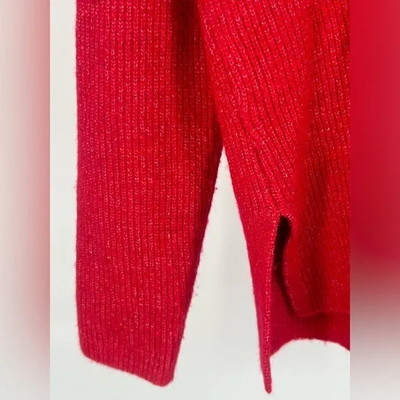 "NWT" Loft Ribbed V-Neck Pullover Sweater- Red- Women's Size Small‎ - Picture 8 of 10